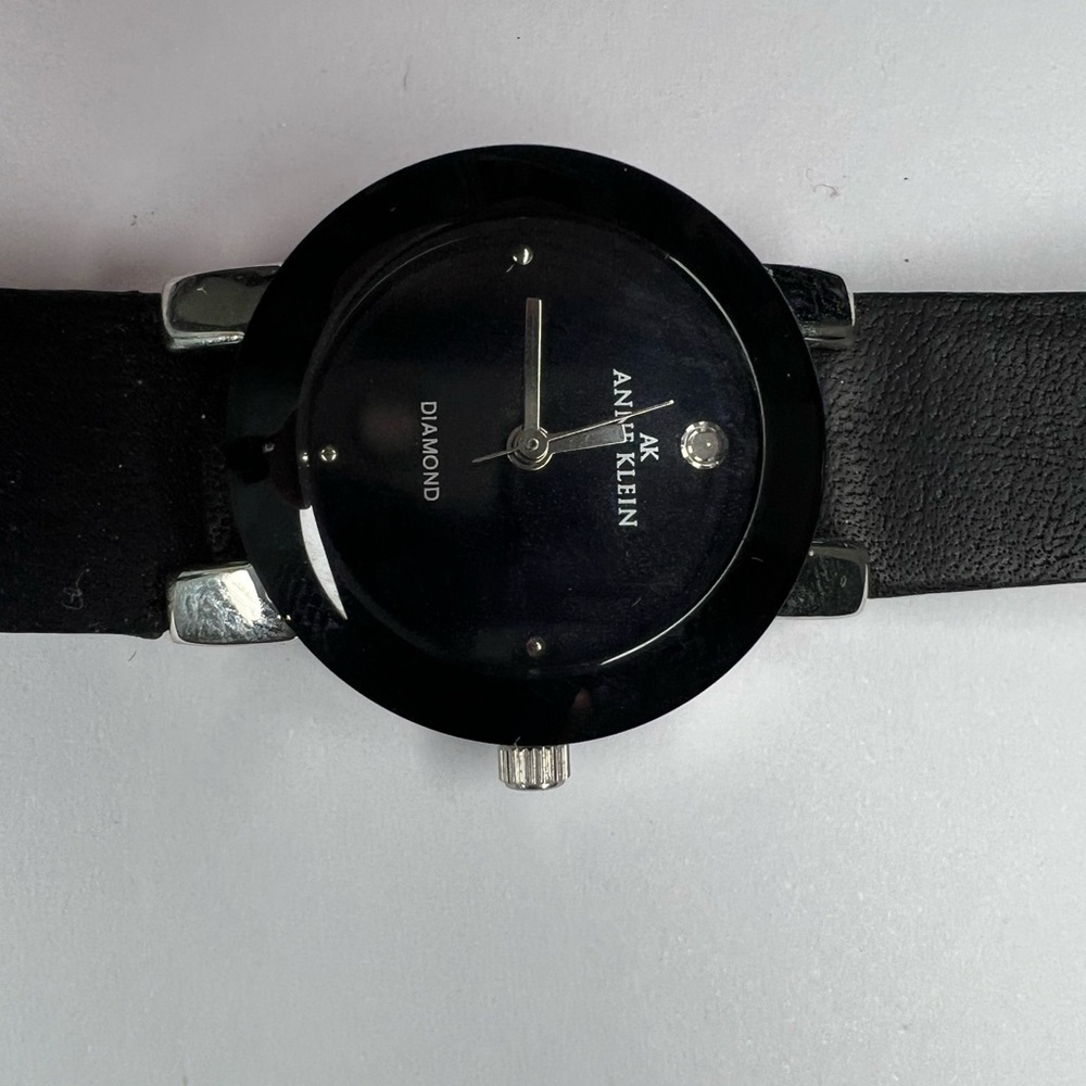 (964)Anne Klein Black and Silver ladies Watch